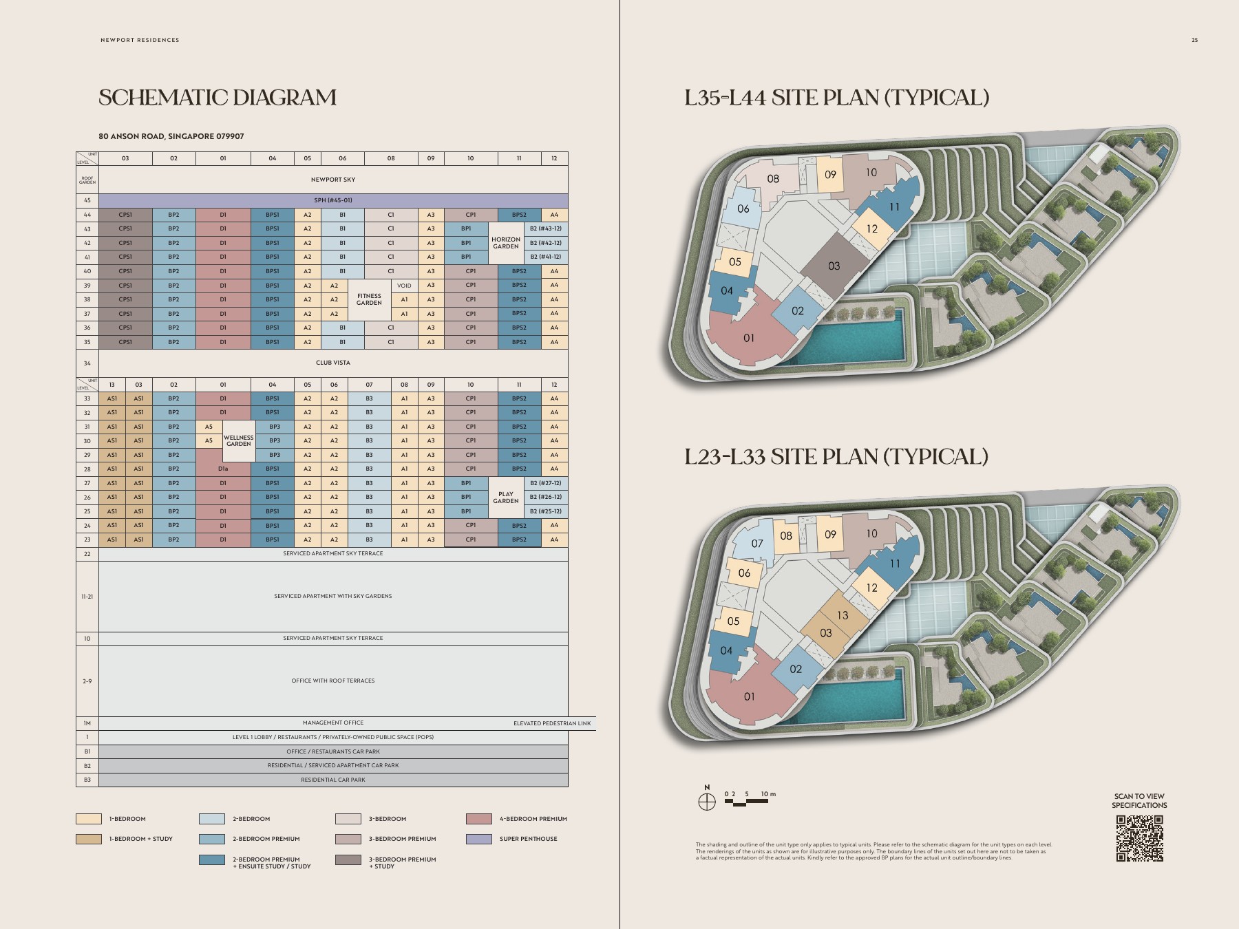 Newport Residences unit distribution chart by block and stack